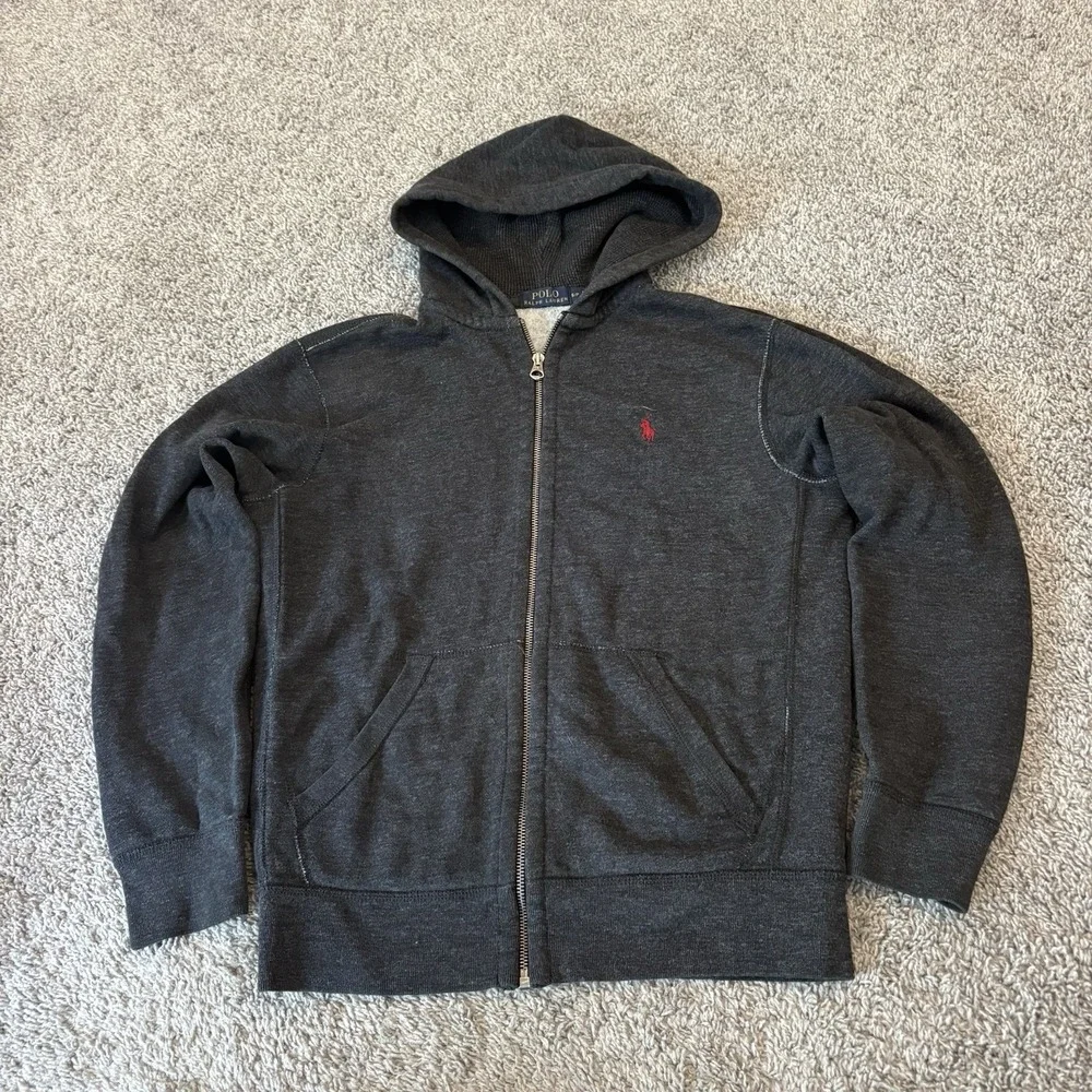 Polo Ralph Lauren Hoodie Full Zip Waffle Hood Double Knit Terry Y2K Mens S Small